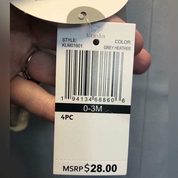 Koala baby long sleeve 4 pack of blue/gray dinosaur bodysuits, 0-3 months - Picture 8 of 8